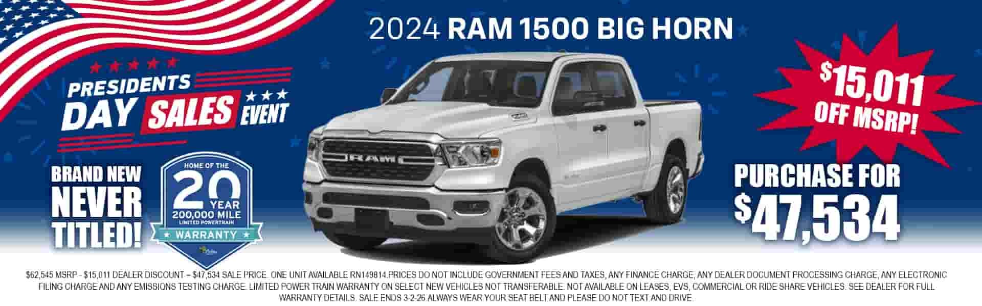 2024 RAM 1500 BIG HORN CREW CAB 4X4 6'4' BOX