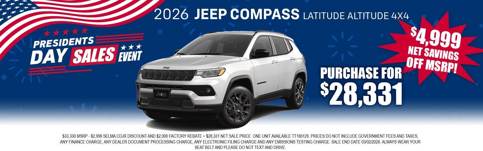 2026 Jeep COMPASS LATITUDE ALTITUDE 4X4