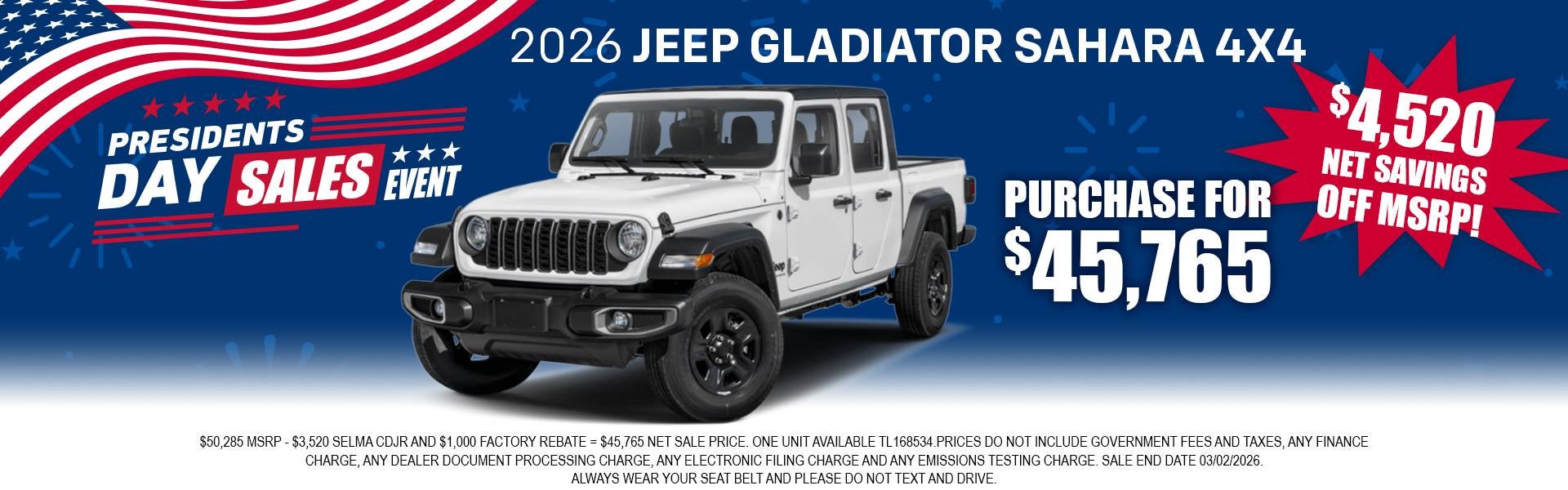 2026 Jeep GLADIATOR SAHARA 4X4