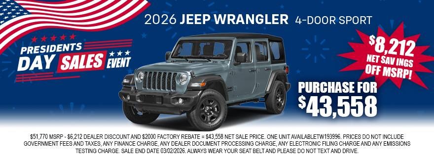 2026 Jeep WRANGLER 4-DOOR SPORT S
