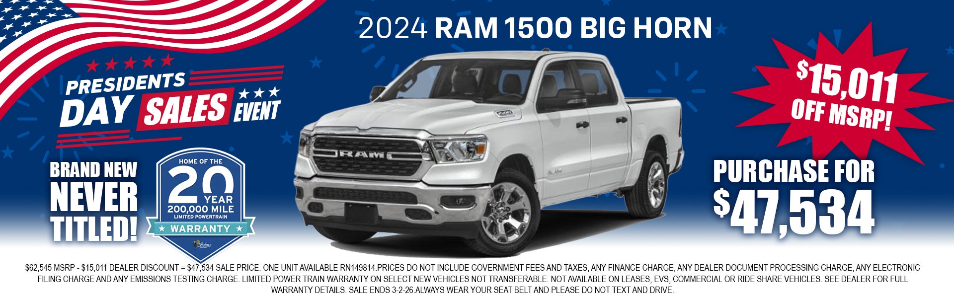 2024 RAM 1500 BIG HORN CREW CAB 4X4 6'4' BOX