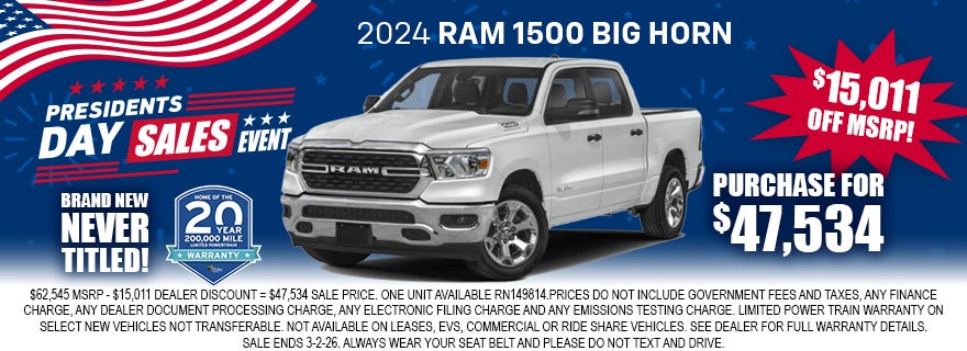 2024 RAM 1500 BIG HORN CREW CAB 4X4 6'4' BOX