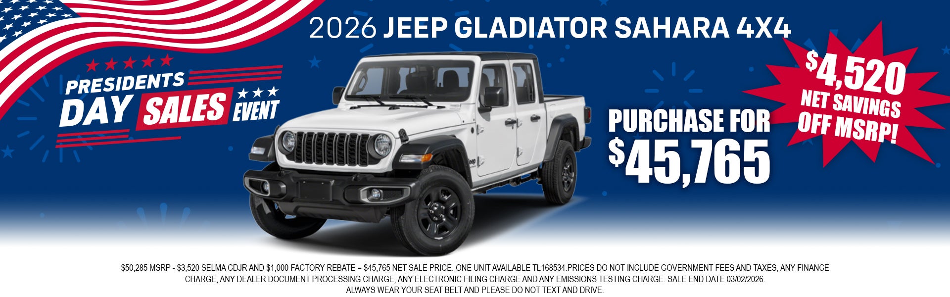 2026 Jeep GLADIATOR SAHARA 4X4